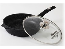 МЕЧТА С26802 Гранит black 26см несъемная ручка стеклянная крышка